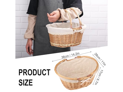 हैंडल के साथ पिकनिक टोकरी ऑल व्हाइट सेट्स टॉय यूनिक टोकरियाँ कवर