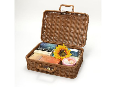 बैंगनी विकर पिकनिक टोकरी एक व्यक्ति पोर्टेबल कंबल बांस खाली आधुनिक