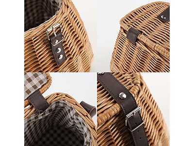 विकर पिकनिक टोकरी द रेंज सफेद समायोज्य खाली ढक्कन के साथ सजावटी उपहार