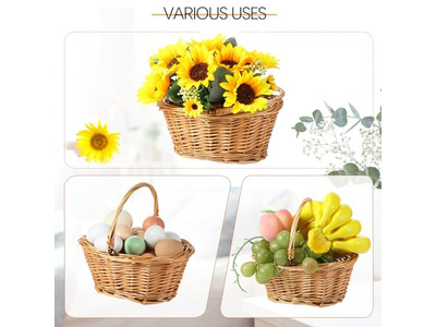 6 लोगों के लिए बच्चों का पिकनिक टोकरी सेट प्लास्टिक टोकरी खिलौना लकड़ी के हैंडल के साथ गहरा