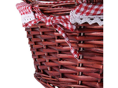 मिनी पिकनिक टोकरियाँ पार्टी फेवर लकड़ी का खिलौना टोकरी हैप्पी बेस्ट कोलैप्सिबल सिंगल