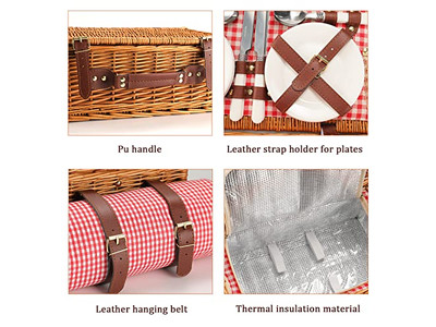 पिकनिक टोकरी सर्कल व्यक्तिगत टोकरियाँ एक टुकड़ा रंगीन खाली स्टोर