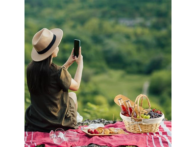 पिकनिक टोकरी पीली विकर बड़ी आउटडोर गुलाबी ढक्कन के साथ इंसुलेटेड बड़ी