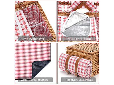 थर्मल इंसुलेशन पिकनिक टोकरी विकर कैंपिंग वेलेंटाइन डे हैम्पर 1930S