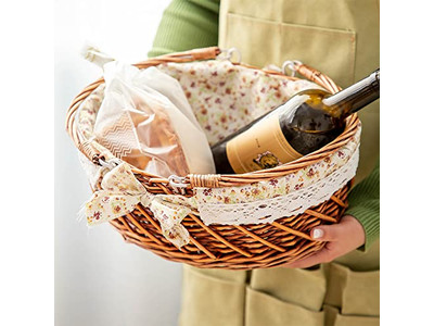 लाइनर के साथ विकर टोकरी ग्रीष्मकालीन पिकनिक प्लास्टिक डिशेज 4 व्यक्ति